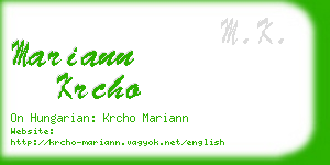 mariann krcho business card